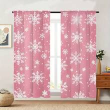 2pcs Set Pink Bow Print Light Filtering Curtains - Rod Pocket Design For Easy Hanging, Perfect For Bedroom, Living Room, Office Decor, Curtains For Living Room