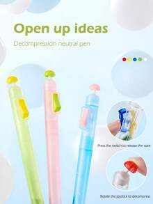 1pc Stress Relief Switch Pen - 0.5mm Smooth Writing Gel Pen With Fingertip Press, Anti-Anxiety Learning Tool, Quick-Drying Ink, Ins-Style Calligraphy Pen Suitable For Students, Relaxing Writing Assistance Tool | Fashionable Pen Body Design | Durable Plastic Pen - Black - View 3