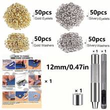 4.5/6/8/10/12/14mm (Inner Size) Grommet Tool Kit, Grommets Eyelets Sets, 100 Set Eyelets Kit With 3pcs Installation Tools Suitable For Clothes Shoes Bag Leather Repairing Canvas, Waterproof Cloth, Tent And Swimming Pool Coverings, DIY Shoes, Clothing, Handicrafts