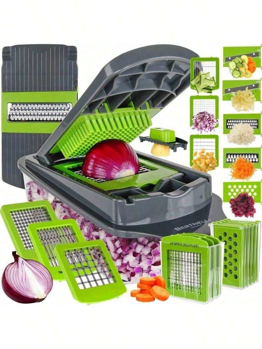 1 Vegetable Onion Chopper, Multifunctional Cutting Machine, Ingredient Processing Tool, Onion Chopper With Drain Basket, Carrot Garlic Chopper With Container, Kitchen Tools, Kitchen Accessories, Suitable For Home/Restaurant To Quickl