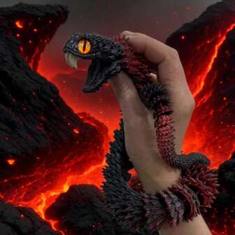 Nouvelle statue de serpent enroulé 2025 (avec dents) - Jouet de serpent souple imprimé en 3D, design de créature mythique, décoration d'intérieur et jouet anti-stress, convient pour Noël, pour les 14 ans et plus (couleurs d'yeux aléatoires), jouet actif, jouet sensoriel, jouet pour adolescents, lumineux, jouet anti-stress, idéal pour les anniversaires, Pâques, Halloween et comme petit cadeau.