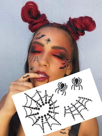 Spinnen-Gesichts-Deko, Halloween Dekoration für Augen, Haare, Gesicht, Arme, Nagelkunst Diamant Aufkleber