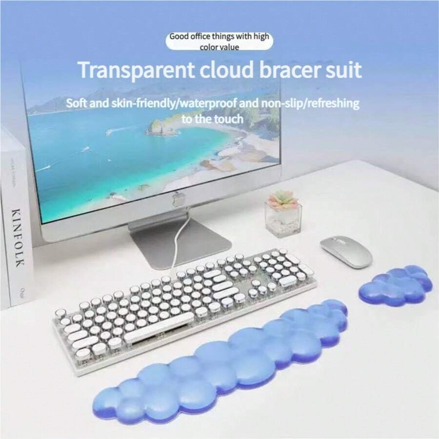 Transparent Cloud Shaped Wrist Rest Pad, Non-Slip Silicone Keyboard Mouse Pad, Creative Office Laptop Wrist Support