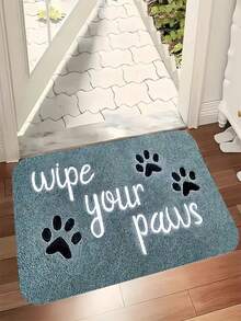 1pc New Dog Paw Print Welcome Mat, Suitable For Living Room, Bedroom, Indoor - Machine Washable - Flannel Material, Delicate Wrap, Skin-Friendly, No Pilling, Water-Resistant Easy Care, Odorless - Ideal For Home Decor, Room Decor, Living Room Carpet, Bedroom Carpet, Bathroom Carpet, Kitchen Carpet, Area Rug, Hotel Decor - Area Rug, All Season Use.