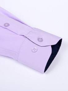 Rand paul Men's Slim Fit Long Sleeve Dress Shirt, Easy To Iron And Wash, Does Not Fade And With Dark Tone Cuffs And Collar - Màu tím hoa cà - Xem 4