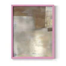 1pc Restickable Framed Modern Rustic Abstract Art Print, Wood Frame, Soft Geometric Shapes, Textured Brushwork, Contemporary Neutral Tones, Statement Wall Art Home Decor, Wall Art For Living Room, Entryway, Bedroom Art, Made In USA, Ready To Hang Art Prints - Pink - View 1