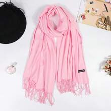 1 Stück Damen Einfarbiger Fransen Eleganter, leichter und weicher Schal für Outdoor Sonnenschutz