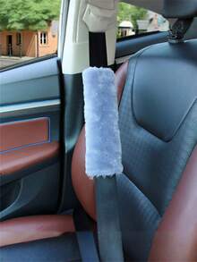 2Pcs Soft Car Seatbelt Cover Sheepskin Seat Belt Pillow Pad Seat Belt Strap Cover Shoulder Pads For Bag Car Accessories - Multicolor - View 3
