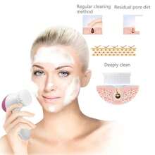 5-In-1 Electric Rotating Facial Cleansing Brush, Multi-Functional Face Cleaning Brush - White - View 8