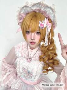 alicegarden 1 Synthetic Heat-Resistant Wig With Bangs, A Golden Long Rolled Wig, 18 Feet Long, Made Of Fiber, Suitable For Daily Use, Natural Simulation Wig - Gold - View 4