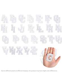 52 Pcs Letter Shaped Iron-On Patch For Clothes A-Z Alphabet Patches DIY Name Decorate Repair Patches - White - View 9