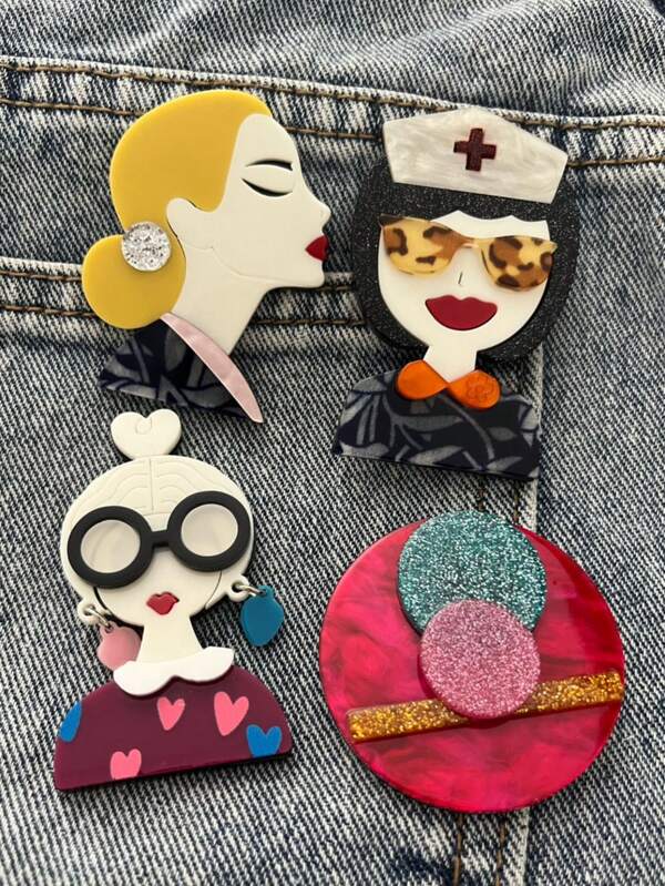 1pc Cartoon Nurse Girl Acrylic Brooch, Creative Fashion Accessory Brooch For Women Jewelry Costume Accessories Bag Charms Office Accessories