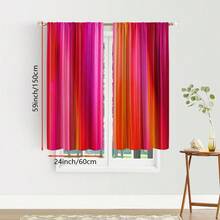 两片装数码印花薄纱窗帘，几何渐变图案，由橙色过渡到玫瑰粉，涤纶材质。安装简便，是装饰客厅、卧室、厨房和办公室的理想之选。 - 彩色 - 查看 7