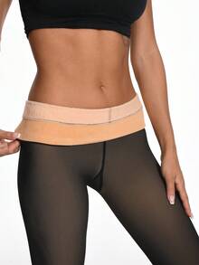 1 Pair Of Women's Fleece Lined Thermal Sheer Tights - Extra Thick To Keep Cold, Nude Semi-Sheer Black Tights, Perfect For Fall And Winter, Hand Wash Only, Elegant Special Collection, Winter Tights, Cold Weather Clothing, Seamless Design, Fashion Tights, Comfort Fit, Durable Fabric, Suitable 0~15℃