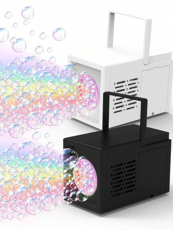 Juguete soplador de burbujas compacto y portátil para niños, juguete de agua automático para uso en exteriores para niños y niñas, soplado de burbujas de un solo botón con luces (no incluye baterías ni solución de burbujas)