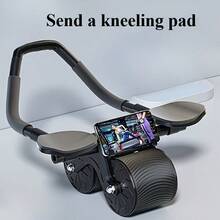 Automatic Rebound Abdominal Roller With Knee Pad - Base, Core Strength Trainer, Home Fitness Equipment - Heavy-Duty Structure Design - Suitable For Beginners And Advanced Users - Space-Saving Design - No Power Required - Black, Knee Pad Support, Modern Sportswear, Durable Construction, Manual Exercise Tool, Essential For Fitness Enthusiasts