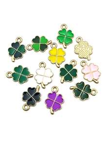 5-20pcs Alloy Enamel Lucky Four-Leaf Clover Flower Pendant, Green Four-Leaf Clover Flower Pendant, Multi-Color Four-Leaf Clover Pendant, Suitable For Making Jewelry, Earrings, Necklaces, Bracelets, Anklets, Phone Straps, Keychains, Bag Charms, Ideal For Holiday Gifts, New Year, Christmas, Halloween - Accessories - View 7