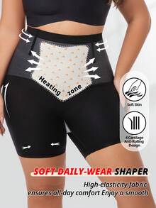 FLARIXA 大码无缝高腰保暖产后塑形短裤，女士塑身收腹内裤，瘦身运动内裤 - 黑色 - 查看 5