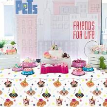 Paquete de 4 manteles Desechables de plástico con Hojas de eucalipto, 86.6 x 51.1 Pulgadas, para Shower,, hogar, cumpleaños,, decoración de Mesa - Perros - Ver 11