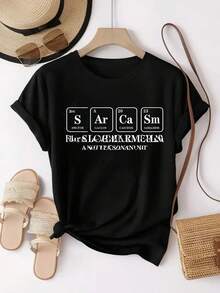 Camiseta Tabla Periódica "S Ar Ca " Científica Mujer, Divertida y Educativa, Algodón 100% de Alta Calidad 180g, Perfecta para Amantes de la Química y Diseños Científicos,playeras navideñas,blusas elegantes dama,blusas curvy mujer. - Negro - Ver 1