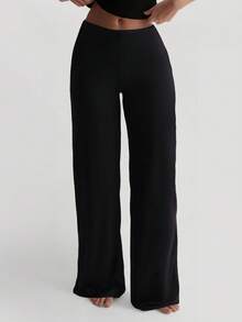 XLLAIS Fall Winter Women's Pants Fashion Elastic High Waisted Long Straight-Leg Trousers