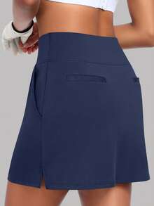 JoyGirl Womens Golf Skorts Skirts With Shorts High Waist Tennis Skirt Hiking Skirts Athletic Skorts With 7 Pockets - 寶蘭色 - 查看 2