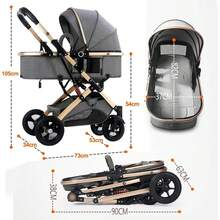 Carreola Para Bebés Con Portabebe, Carriola Para Bebé Bastón - Gris - Ver 2