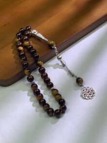 1 pieza Brazalete TASBIH de 33 cuentas de 10 mm de cuentas de vidrio verde en un solo hilo, para uso diario árabe