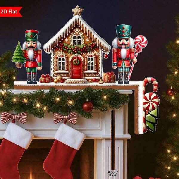 1pc Christmas Door Frame Decoration - Christmas Nutcracker Ornaments Wooden Ornament,Door Corner Decoration,Festive Wall Accents For Indoor, Living Room, Bedroom, Office - No Electricity Needed, Ideal For Holiday Gifts And Seasonal Wall Decor