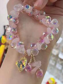 1 pieza Pulsera elegante con corazón de cristal al estilo coreano - Multicolor - Ver 2