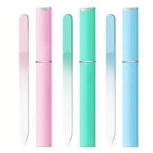 双面玻璃指甲锉，抛光水晶指甲锉，带收纳盒，美甲沙龙护理，女士适用，粉色、绿色、蓝色可选，240目，1/3包 - 彩色 - 查看 6