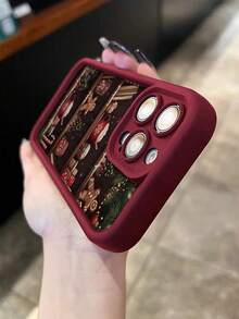 圣诞饼干压纹酒红色印花加厚防震软手机壳，兼容 16/16 Pro/16 Pro Max/16 Plus、 15 XR/7/8、 15 Pro Max、 13/14 Pro Max、 11/12/14 等机型。 - 彩色 - 查看 6
