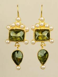 2pcs Unique Agate & Copper Beaded Crescent Moon & Star Earrings For Women, Suitable For Casual Outfit, Party Decoration - Multicolor - View 11