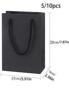 5/10 Stücke schwarze Geschenktüten mit Griffen, Kraftpapier-Einkaufstüten mit Griffen, Papiertüten für Partys, Einkäufe, Hochzeiten, Geburtstage, Abschlussgeschenke