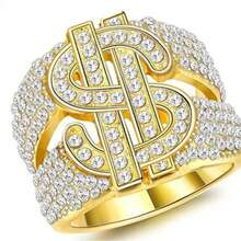 Un juego de 5 anillos de lujo para hombres con incrustaciones de diamantes, un anillo que muestra la presencia de un hombre y es adecuado para que los hombres lo usen - Dorado - Ver 29