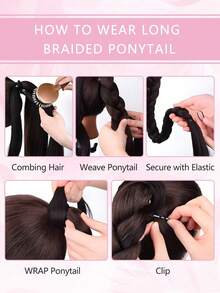 Synthetic Hairpiece Ponytail Natural Extension Hair Pony Tail Hair Silk RibbonBraiding Fashion Boxing Braids For Women - Multicolor - View 12