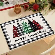 1 buc., Covoraș termorezistent de Crăciun, Față de masă festivă pentru petrecere în familie, Covoraș termic imprimat cu brad de Crăciun, Cadou de sărbători