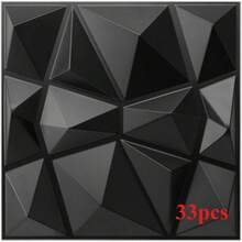 1片/10片/20片/30片/40片/50片 3D鑽石設計3D牆貼，耐火耐磨牆板，30x30cm 啞光黑與白，DIY家居牆面裝飾 - 黑色 - 查看 15