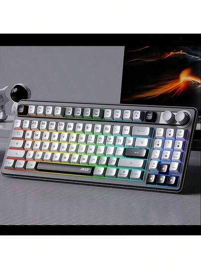 Acer OKR 234 三模無線鍵盤 電競遊戲專用機械手感 反應迅速 輕音按鍵戰鬥不擾人 多功能快捷鍵 即插即用相容多設備 黑色