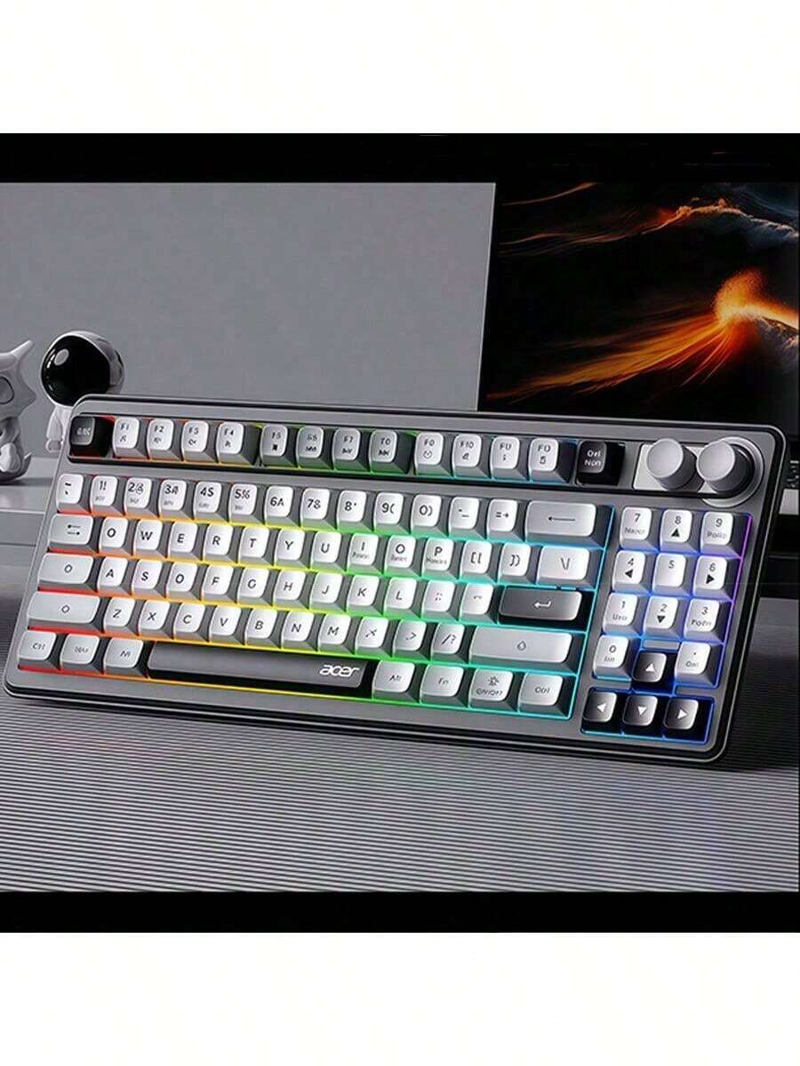 Acer OKR 234 Tri-Mode Wireless Keyboard, ESports Gaming-Specific Mechanical Feel, Quick Responsiveness, Quiet Keystrokes For Non-Disruptive Play, Multi-Function Shortcuts, Plug-And-Play Compatibility With Multiple Devices, Black - Black - View 1
