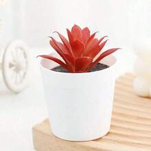 1pc Artificial Plush Succulent Plant Rhombus Pattern Small White Potted Plant, Desktop Decor, Fake Flower Miniature Potted Plant, Home Decor, Party Decoration