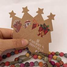 120 pièces Étiquettes cadeaux en papier kraft imprimées d'étoiles et d'arbres de Noël, décoration d'emballage de cadeau de cuisson, fournitures de fête