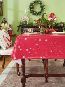 Kwadratowy, wytrzymały, winylowy, czerwony, świąteczny obrus z tworzywa sztucznego, wielokrotnego użytku, z tworzywa sztucznego, z możliwością rozłożenia, wodoodporny, z tworzywa PVC, na stół świąteczny, na przyjęcie, piknik noworoczny