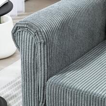 HOMCOM Vintage Loveseat, Upholstered Love Seat Furniture, Corduroy-Feel Fabric 2 Seater Sofa Couch With Rolled Arms, Gourd-Shaped Rubber Wood Legs For Living Room, Grey - 灰色 - 查看 7
