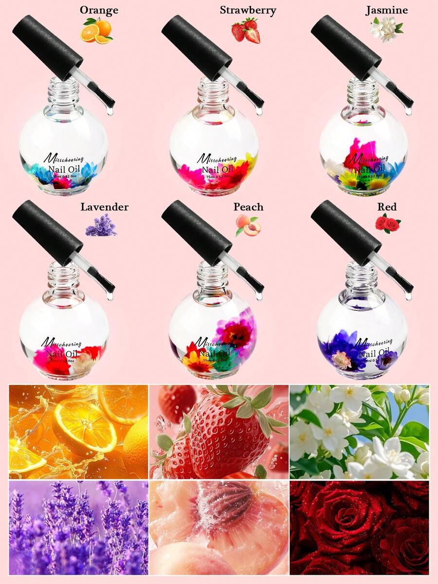 15ml 干花角质层油，角质层油 - 指甲角质层油，修复干燥受损的指甲和角质层，指甲油角质层保湿和强化指甲护理，指甲和角质层油，带有花果香味，可滋养、保湿、强化和光泽指甲和角质层 - 彩色 - 查看 1