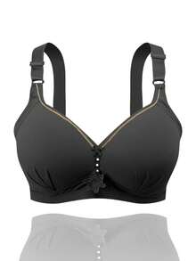 5pcs Large Size Thin Push Up Flower Bra Seamless Solid Color Women Bralettes - 彩色 - 查看 5