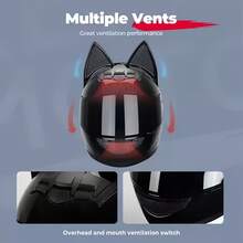 Cascos de motocicleta Cascos de motocicleta para mujeres Artículos de protección Suministros para motocicletas Casco de orejas de gato, casco, casco de moto, casco para mujer, regalo, para el hogar - Blanco - Ver 8