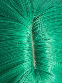 1pc Natural Matte Green Synthetic Wig With Wavy Curls And Bangs, Bob Style, Suitable For Daily Wear, Halloween, Christmas, Parties, Cosplay - Multicolor - View 12