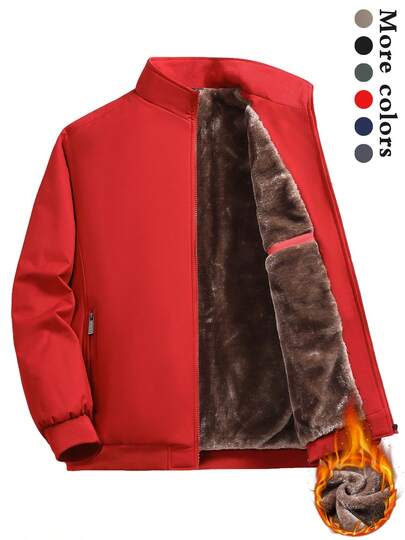 Thermal Lined Jacket, Fashionable, Warm, Casual, Suitable For Men's Daily And Outdoor Sports Wear In Autumn/Winter