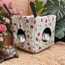 Small Animal Hideaway& Hammock, Cozy House With Roof For Small Pets To Sleep And Hide - Washable Pet Cave& Hideout Corner, Hanging Hammock Hideout Bed, Cage Accessories For Guinea, Hamster, Rat, Glider, Squirrel, Ferret, Kitten, Squirrel, Chinchilla